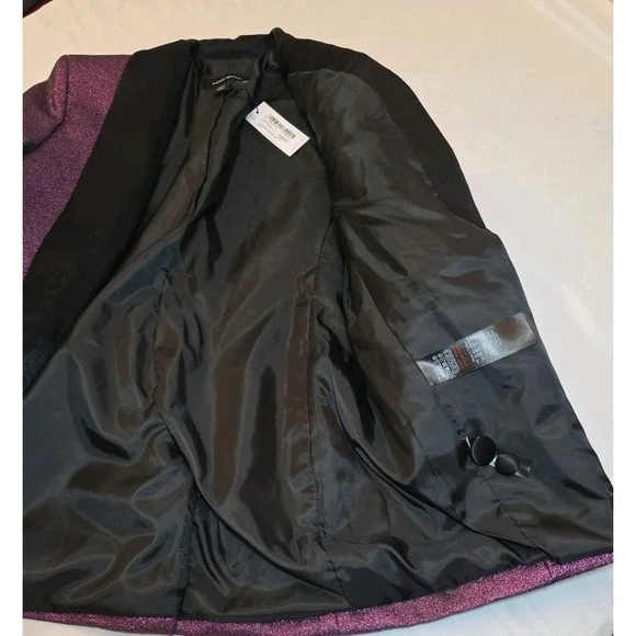 Karen Millen Women's Tailored Sparkle Contras Blazer Pink Purple Size 8 NEW - Picture 5 of 13
